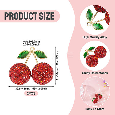 2Pcs Alloy Cherry Charms FIND-TA0009-30C-1