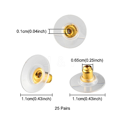 Brass Ear Nuts KK-YW0001-63G-1