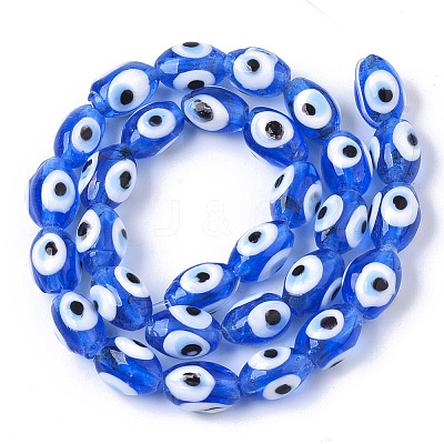 Handmade Evil Eye Lampwork Beads Strands X-LAMP-R143-03B-1