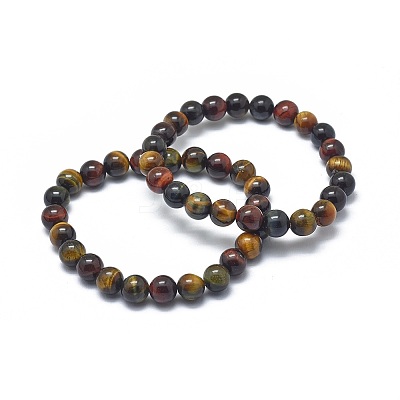 Natural Tiger Eye Bead Stretch Bracelets BJEW-K212-B-005-1