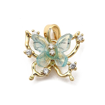 Brass Micro Pave Cubic Zirconia Charms KK-H089-29G-1
