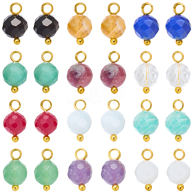24Pcs 12 Styles Natural Gemstone Birthstone Pendants PALLOY-SW00109-1