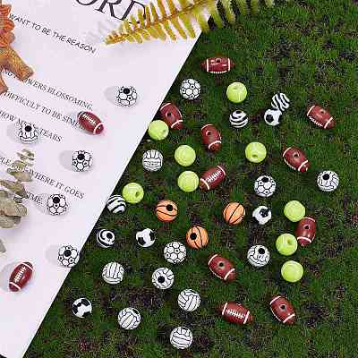 140Pcs 7 Styles Opaque Acrylic Beads SACR-PH0006-09-1