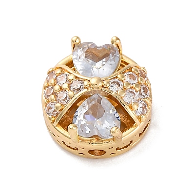 Rack Plating Brass Micro Pave Cubic Zirconia Beads KK-Z082-04G-1