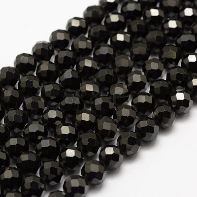 Natural Black Spinel Beads Strands G-G682-23-8mm-1