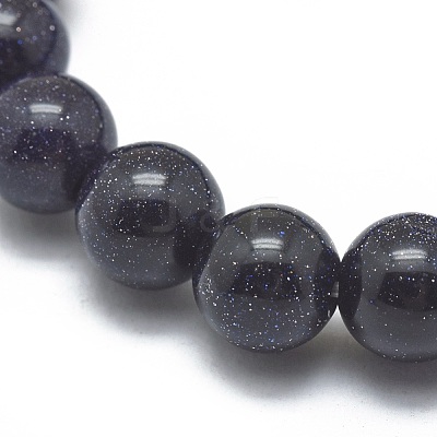 Synthetic Blue Goldstone Beads Stretch Bracelets BJEW-G617-01B-02-1