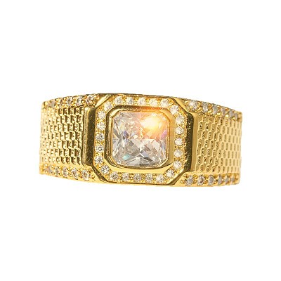 304 Stainless Steel Micro Pave Clear Cubic Zirconia Finger Rings for Men FS-WGB72EF-02-1