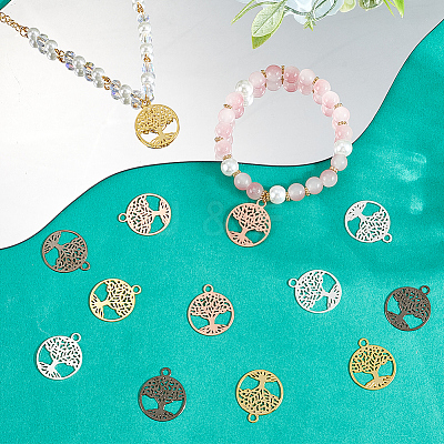24Pcs 4 Colors Brass Filigree Pendants KK-CN0002-01-1