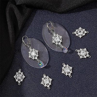8Pcs Brass Clear Cubic Zirconia Rhombus Links Connector Charms ZIRC-BBC0003-73-1