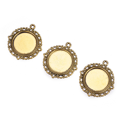 Zinc Alloy Pendant Settings for Cabochon & Rhinestone PALLOY-A15290-AG-FF-1
