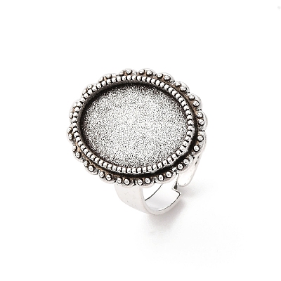 Vintage Adjustable Iron Finger Ring Components Alloy Cabochon Bezel Settings PALLOY-Q300-25AS-NR-1