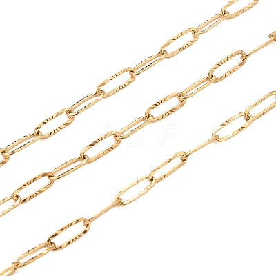 3.28 Feet 304 Stainless Steel Textured Paperclip Chains X-CHS-I009-01G-1