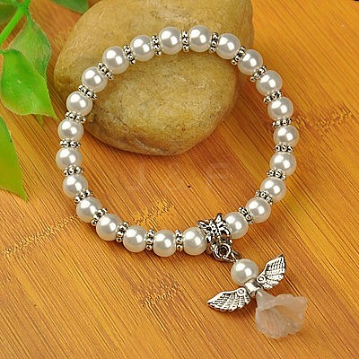 Lovely Wedding Dress Angel Bracelets for Kids BJEW-JB00727-19-1