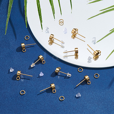 Brass Stud Earring Findings KK-CN0003-42G-1