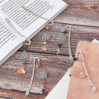 Tibetan Style Alloy Hook Bookmarks AJEW-AB00019-1