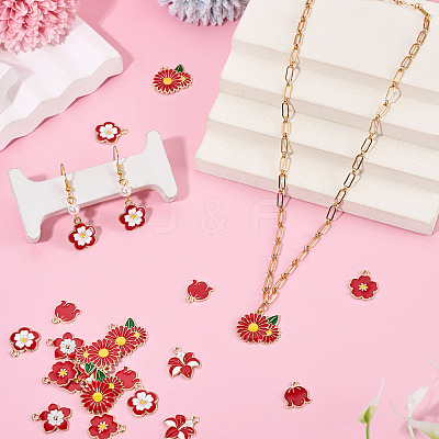 30Pcs 6 Styles Alloy and Enamel Pendants ENAM-TADJ0001-04C-1