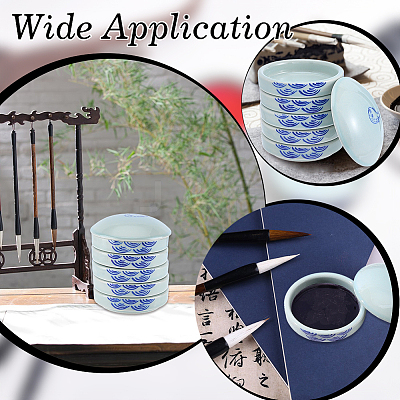 Fish Pattern Ceramic Watercolor Palette with Lid AJEW-WH0817-036-1