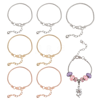 9Pcs 3 Style Brass European Style Bracelet Making MAK-SC0001-14-1