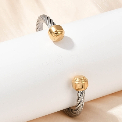 304 Stainless Steel Cuff Bangles BJEW-M136-01D-PG-1