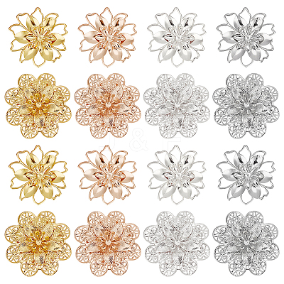 16Pcs 8 Style Iron Bead Caps IFIN-PH0001-86-1