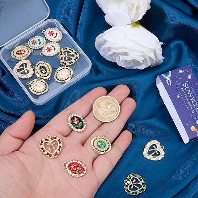 30Pcs 15 Styles Alloy Enamel Pendants FIND-SC0023-25-1