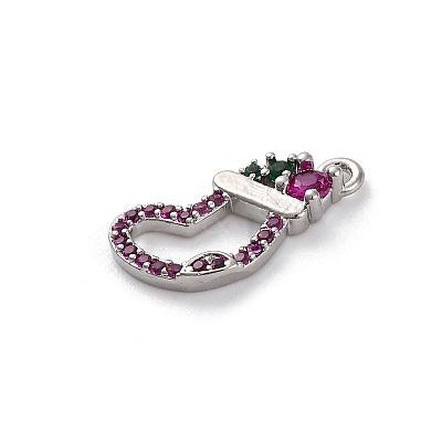 Christmas Series Brass Micro Pave Cubic Zirconia Pendants KK-Q010-01P-01A-1