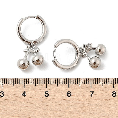 Brass Cherry Hoop Earrings EJEW-M077-19P-02-1