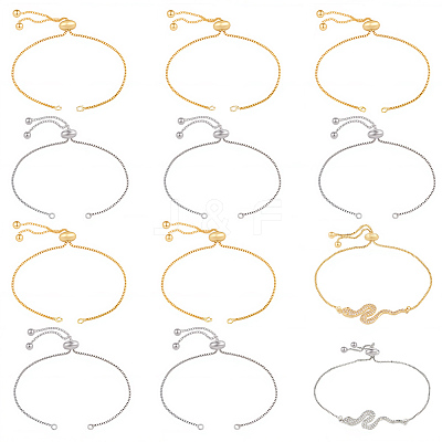 10Pcs 2 Colors Rack Plating Brass Chain Bracelet Making KK-BBC0021-96-1