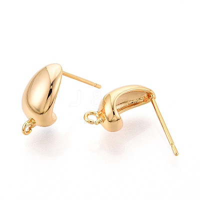 Brass Stud Earring Findings X-KK-N263-25G-1