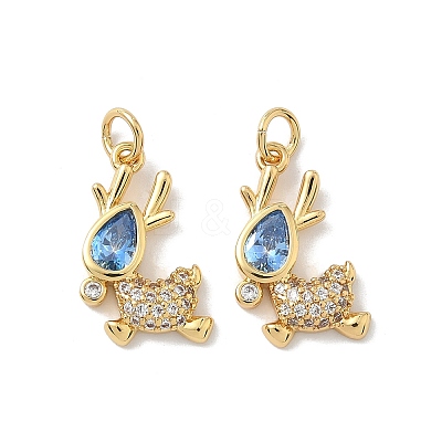 Brass Micro Pave Cubic Zirconia Pendants KK-P325-37G-1