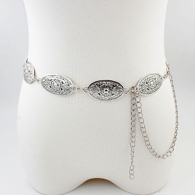Vintage Alloy Geometric Oval Link Chain Waist Belly Chains for Women FS-WGD731C-04-1