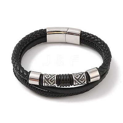 Braided Microfiber Leather Multi-strand Bracelets BJEW-B096-07A-1