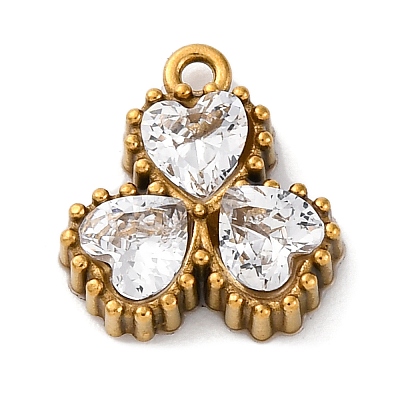 Ion Plating(IP) 304 Stainless Steel Cubic Zirconia Pendants STAS-R141-05G-03-1