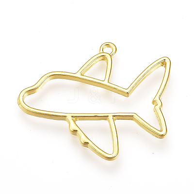 Rack Plating Alloy Open Back Bezel Airliner Pendants X-PALLOY-Q351-36G-FF-1