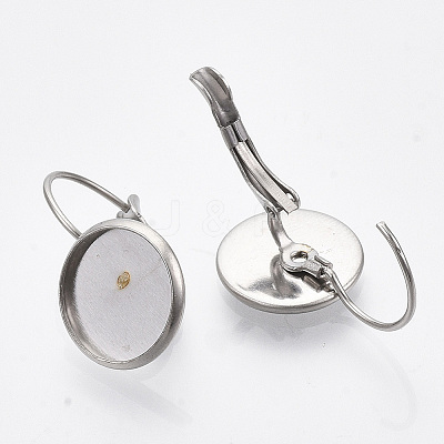 Tarnish Resistant Flat Round Tray Smooth Surface 304 Stainless Steel Leverback Earring Findings LS-STAS-R065-66-1