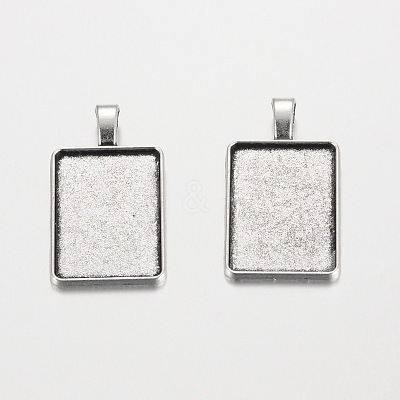 Rectangle Tibetan Style Alloy Pendant Cabochon Settings PALLOY-K109-28AS-RS-1