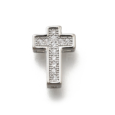 Brass Micro Pave Cubic Zirconia Beads KK-P295-21P-1