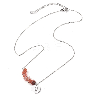 Natural South Red Agate Chip & Constellation Pendant Necklaces NJEW-JN05084-05-1