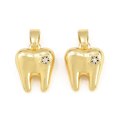 Brass Micro Pave Clear Cubic Zirconia Charms CU-CBAA571-01G-1