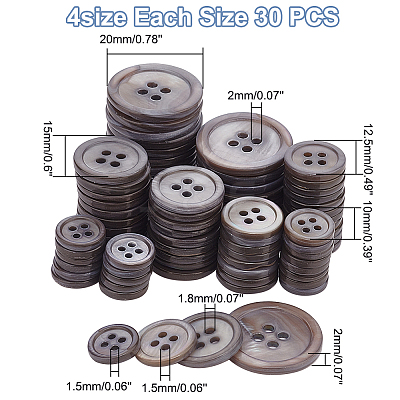 120Pcs 4 Style 4-Hole Natural Shell Buttons FIND-GA0003-28A-1