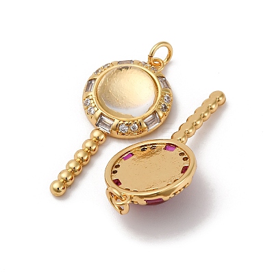 Brass Micro Pave Cubic Zirconia Pendants KK-U076-04G-1