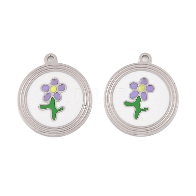 304 Stainless Steel Enamel Pendants STAS-L022-177B-P-1