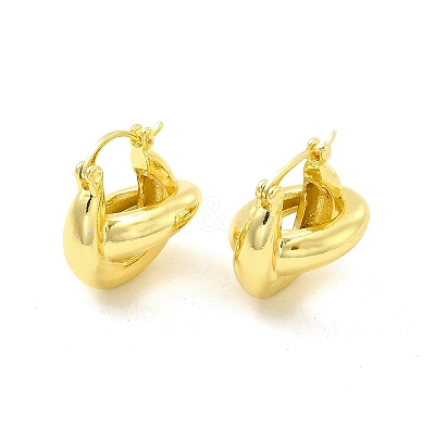 Brass Interlocking Rings Kont Hoop Earrings for Women EJEW-E273-02LG-1