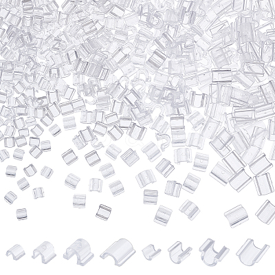 800Pcs 4 Style Transparent AS Plastic Base Buckle Hair Findings FIND-NB0004-37-1