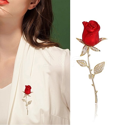 Rose Alloy Enamel Brooches DJ-PW-WG7E3FB-01-1