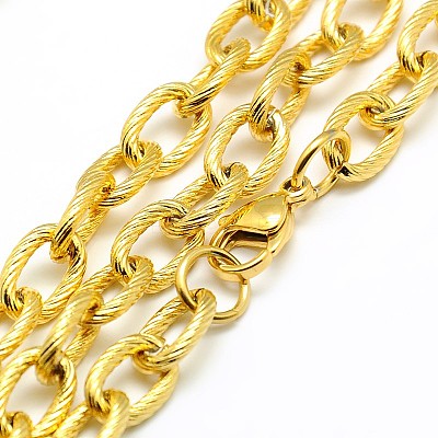 Fashionable 304 Stainless Steel Twisted Grain Cable Chain Necklaces STAS-A028-N077G-1