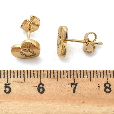 Rack Plating Brass Micro Pave Clear Cubic Zirconia Stud Earrings EJEW-K299-01G-O-1