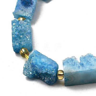 Electroplated Natural Druzy Agate Beads Strands G-R012-A02-03-1