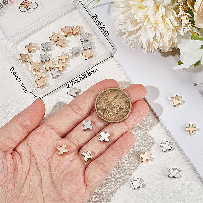 40Pcs 2 Colors Brass Beads KK-BBC0007-64-1