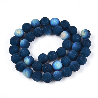Frosted Opaque Glass Beads Strands GLAA-T032-P10mm-MBB14-1